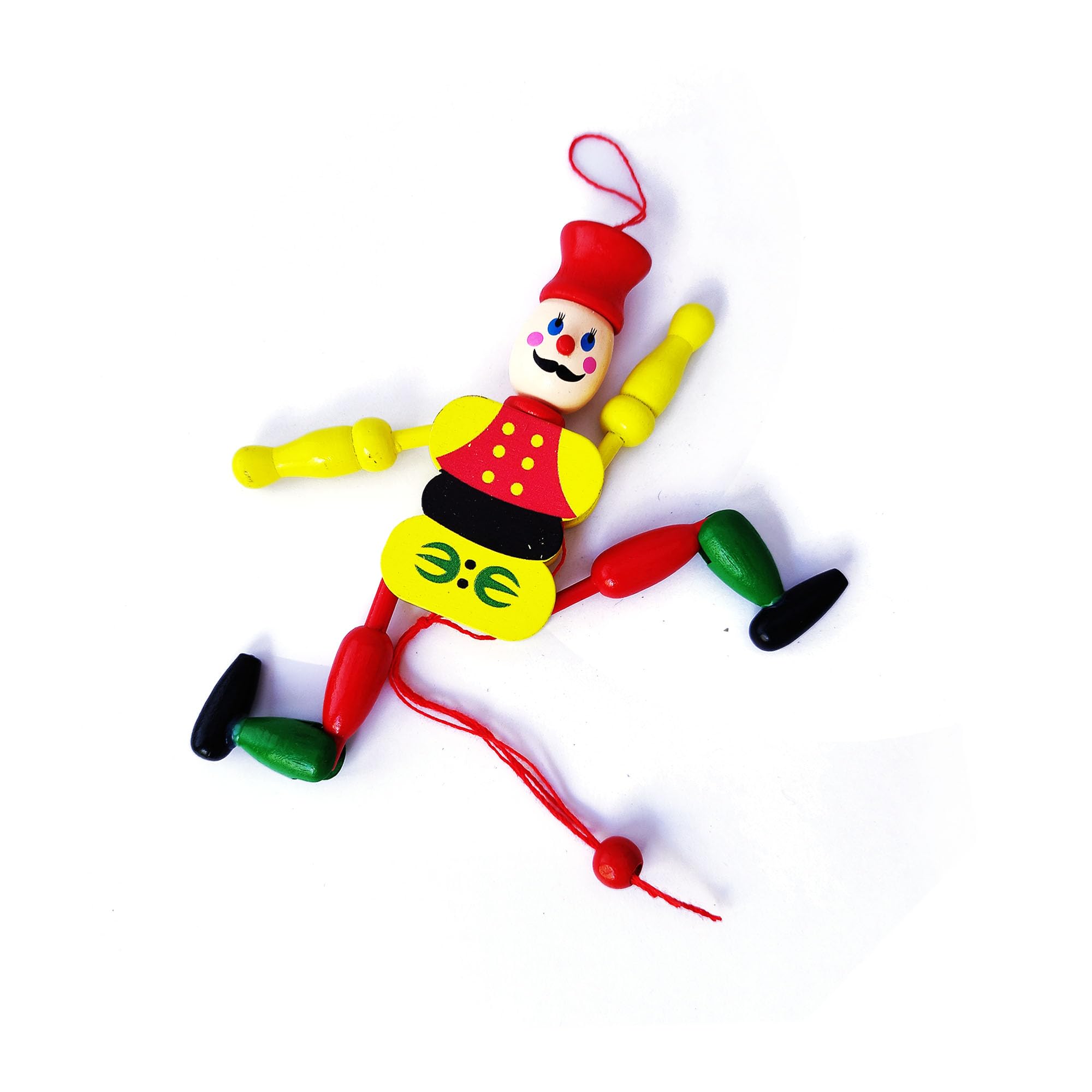 Buy Handcrafted Wooden Multicolor Wooden Joker Toy Or Pulling